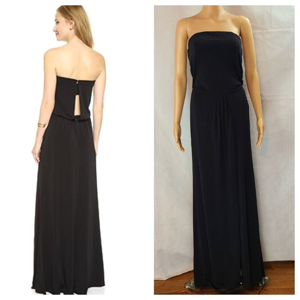 New Rachel Zoe Women's (0) Black Strapless Cut Out Back High Slit Maxi Dress
